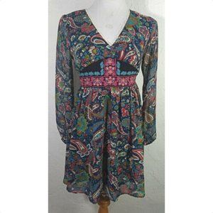 Flying Tomato Small Dress Paisley Embroidered Boho